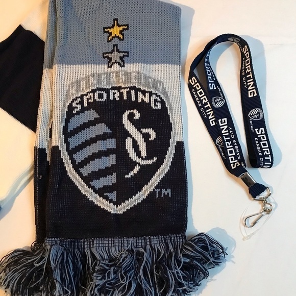 ⚽️BNWT KANSAS CITY SPORTING KC SOCCER SCARF & LANYARD🏟 - Picture 2 of 2